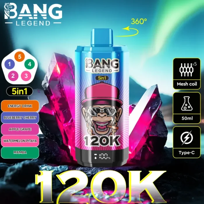 Bang-120k-Energy-Drink-Blueberry-Cherry-Apple-Grape-Watermel-On-Pitaya-Mamba-flavors.webp Bang Legend 120K Puffs Disposable Vape - Image 6