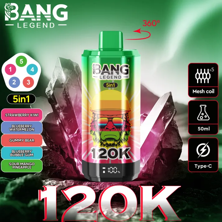 Bang-120k-Strawberry-Kiwi-Blueberry-Watermelon-Gummy-Bear-Blueberry-Bubble-Gum-Sour-Mango-Pineapple.webp Bang Legend 120K Puffs Disposable Vape - Image 8