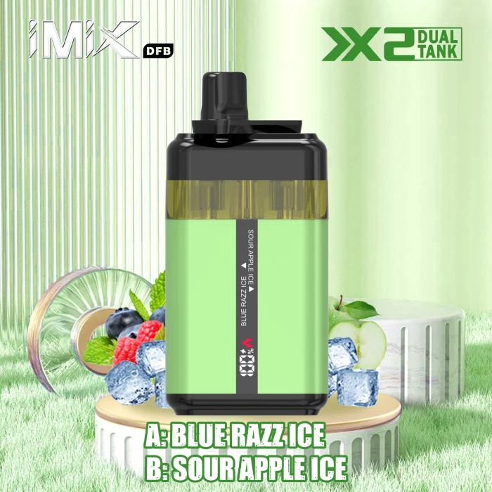 iXiM-dual-tank-40k-puffs-disposable-vape-blue-razz-ice-sour-apple-ice.webp iXiM DUAL TANK 40k puffs Disposable Vape - Image 7
