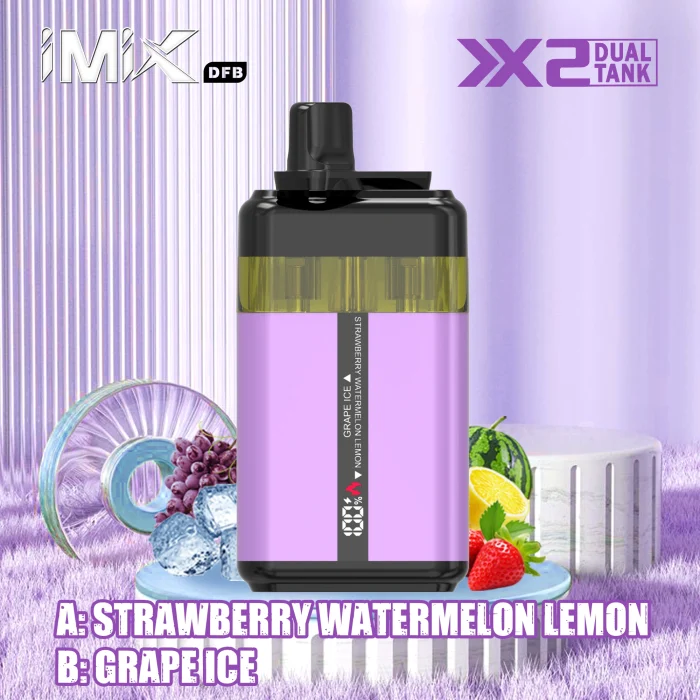 iXiM-dual-tank-40k-puffs-disposable-vape-strewberry-watermelon-lemon-grape-ice.webp iXiM DUAL TANK 40k puffs Disposable Vape - Image 1
